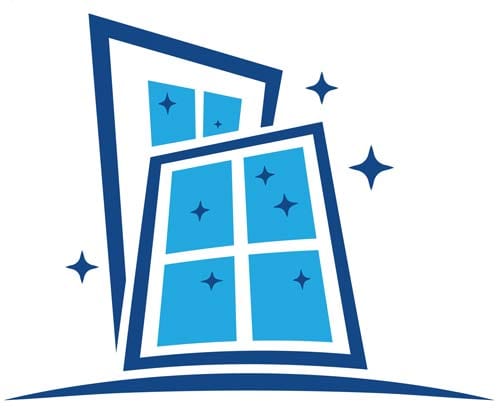 anytime-logo Stylized blue windows with sparkles, suggesting cleanliness and shine, on a white background.
